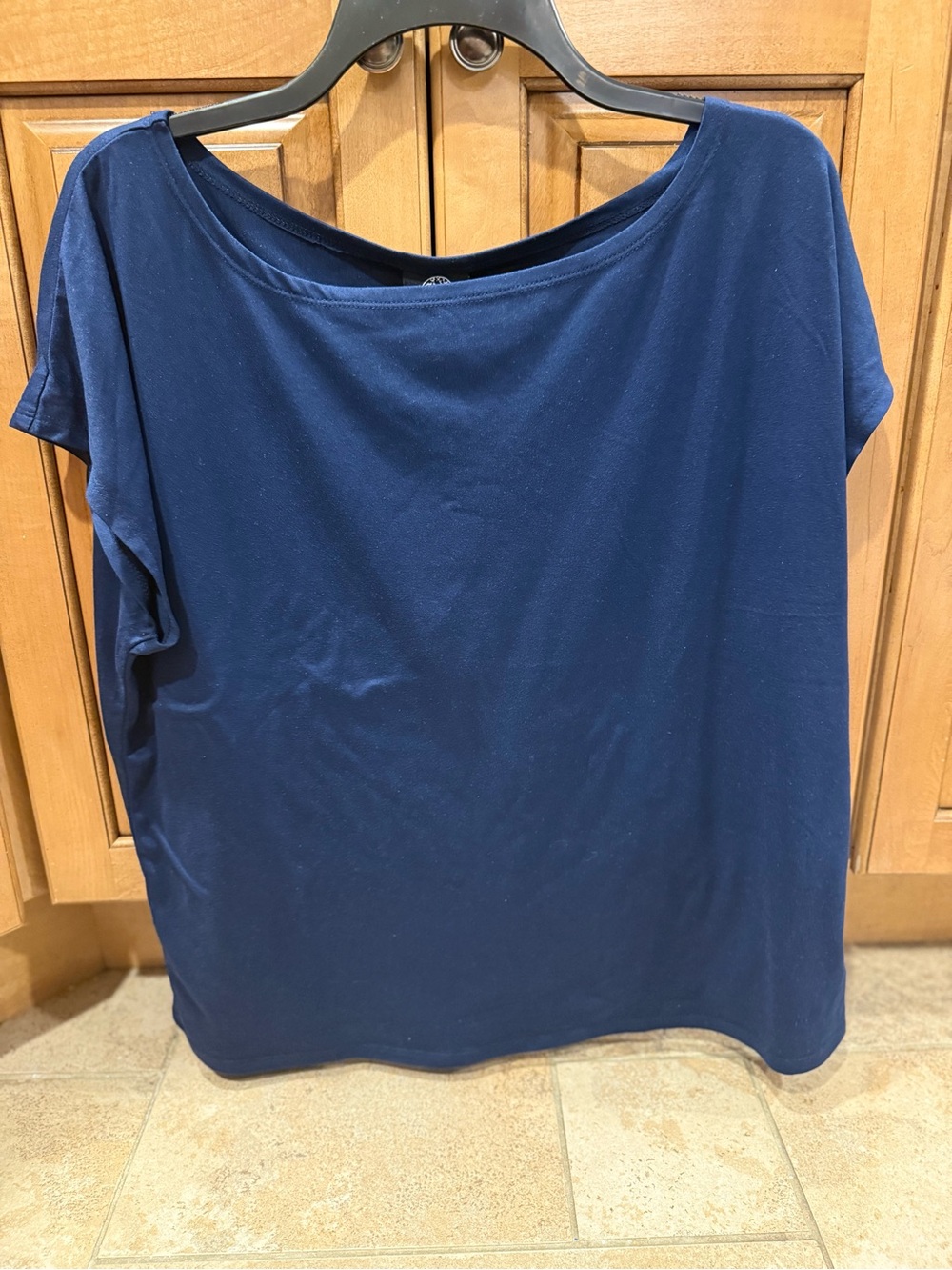 bobeau Navy Short-Sleeve Boatneck Tee